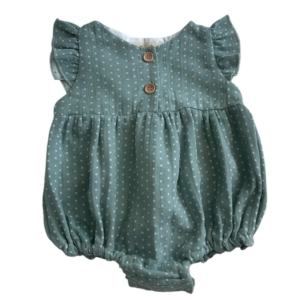 Sage Green NWOT Square Dot Baby Romper